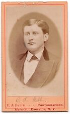 ANTIQUE CDV CIRCA 1870s E.J. BETTS HANDSOME YOUNG MAN NAMED DANSVILLE NEW YORK picture
