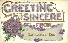 Greetings Lancaster PA ~ violets ~ c1910 to Katherine Dill Cambridge MA picture