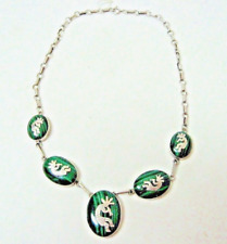 Vintage native America sterling silver Kokopelli malachite necklace 17.5 