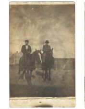 c1900s Two Dapper Men Riding Horses Home In Background RPPC Postcard picture