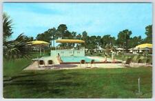 1950-60's PRESTLER'S MOTEL LAKELAND FLORIDA FL SWIMMING POOL WEBBED LAWN CHAIRS picture