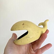 Vintage ROBERT EMIG Mid-Century WHALE ASHTRAY 60s Metal 1400 YELLOW Modern MCM picture