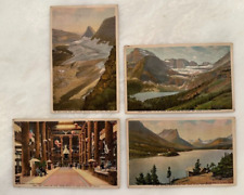 c 1915 GREAT NORTHERN RAILWAY Postcard GLACIER NATIONAL PARK Hotel Lobby Antique picture