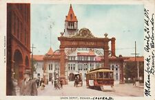 Union Depot, Train Station, Denver, CO, 1907 Postcard Sent to Antwerp, Belgium picture