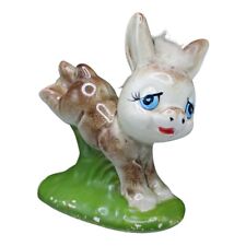 Vtg Kitsch Ceramic Anthropomorphic Donkey Faux Fur Mane Sticker Made In Japan picture