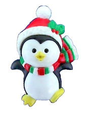 Russ PIN Christmas Vintage PENGUIN in SANTA HAT Holiday Brooch picture