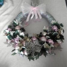 Gorgeous Elegant Silver & Pink Christmas Wreath -Handmade picture