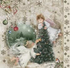 Victorian Two Angels and Christmas Tree  Luncheon Paper Napkins picture