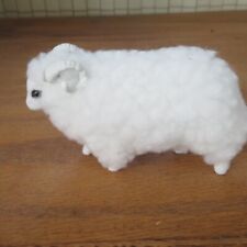 Vintage 1994 Small Natural Wool Sheep Ram Figure  New Zealand White 3.5