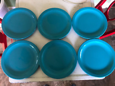 Vintage Set of 6 Texas Ware Turquoise 10 1/4” Dinner Plates Melmac Melamine picture