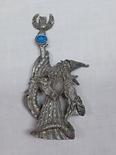 Vintage  Pewter Spoontiques Wizard With Owl And Dragon  4 Inches Tall  picture
