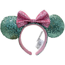 Disney Parks Pink Sugar Rush Bow Green Sequin Minnie Mouse Ears Glitter Headband picture
