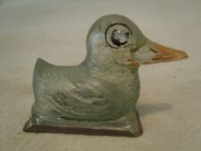 ANTIQUE GLASS CANDY CONTAINER - LARGE BILL DUCK W/METAL BASE (A & E 199) picture