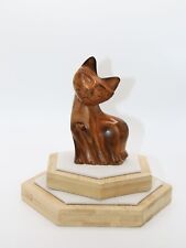 Vintage Wooden Folk Art Cat Sculpture Carved Petite MCM Kitty picture