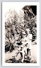 c1930s Siblings~Brother & Sister Riding Tricycle~Vintage Bike~VTG Original Photo picture