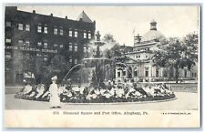 Diamond Square And Post Office Water Fountain Allegheny Pennsylvania PA Postcard picture