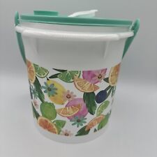 Tupperware Bucket w/ Handle White w/ Citrus Design Mint Seal 5qt New picture