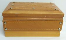 Vintage Schmid Japan Music Jewelry Box Leather And Wood Plays Knock Three Times  picture