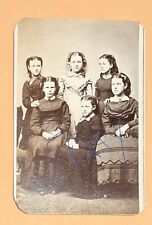 Vintage 1860s CDV Photo Family of 6 Daughters Sisters Girls -ANN ARBOR, MICHIGAN picture