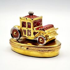 Fabergé Limoges France 24K Gold Plated ROYAL COACH Trinket Box  RARE Collectible picture