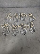 Lot of 8 Plastic Crystal Christmas Ornaments With Faux Pearls picture