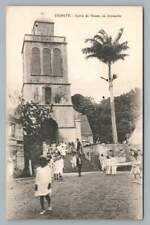 Catholic Mass Letting Out GUADELOUPE Antique French Caribbean CPA (Holes) 1910s picture