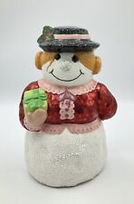Vintage Snow Lady W/ Present Large Ceramic Figurine Hobbyist HandPainted Holiday picture