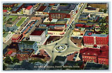 c1950's Air View of Business District Belleville Illinois IL Vintage Postcard picture