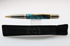 Vintage Handmade Australian Sea Blue Acrylic Ballpoint Pen, GT (Refill Fitted) picture