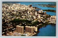 Miami FL, Aerial View Miami Gateway To America's, Florida Vintage Postcard picture