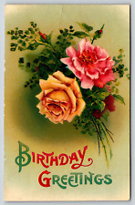 Postcard 1910 Steele City Nebraska Birthday Greetings Flowers Vintage Posted picture