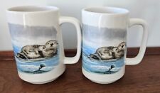 2 Sea Otter Ceramic Coffee Mugs 16 oz Cups Ocean California Coast Unbranded pair picture