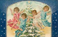 Embossed Tuck Electra Happy Christmas Postcard Series 4 Silver Gilt and Tree picture