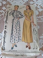 Vintage 1943 Simplicity Pattern 4758 Misses Night Gown sz 18 Bust 36 picture