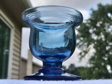 Antique Rare Blown Glass Blue Lockport N.Y. Footed Open Master Salt Cellar Dip picture