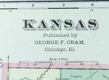 Vintage 1901 KANSAS Map 22