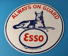 Vintage Esso Gasoline Sign - Guard Dog Shepard Gas Service Porcelain Sign picture