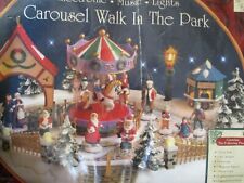 Vintage Happy Winter Carousel Walk In The Park Christmas Village w/Figurines picture