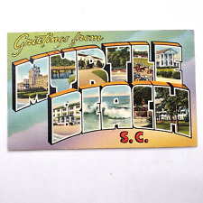 Vintage Postcard Myrtle Beach SC Large Letter Greeting Linen Multi-view Posted picture