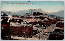 East From Hennessy's Butte Montana Butte Brewery Birds Eye View Mining Postcard picture