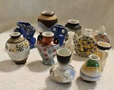 Vintage Lot of 12 Hand Painted Miniature Vases Made In Japan Geisha Dragon Swan picture