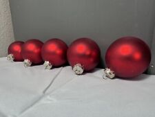 5 Vintage Rauch Red Satin Glass 2.5 Inch Ball Christmas Ornaments picture