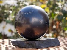 Large Authentic Shungite polished sphere with stand 4.68 inch #8711T picture