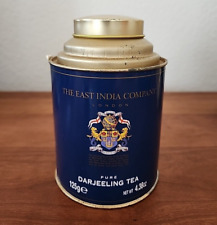 Vtg. Metal Tea Cannister East India Company London Blue Darjeeling Tea picture