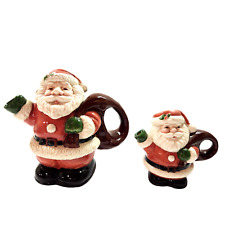 Vintage 1980s Papel Freelance Santa Claus Ceramic Christmas Teapot Creamer picture