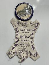 1901 BPOE ELKS Salt Lake Lodge 85 Milwaukee WI Reunion Pin Leather Hang Tag picture
