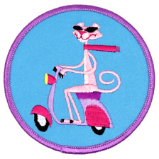 The Pink Panther Vespa Moped Patch Purple Blue 3-3/8