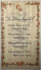 The House Beautiful, Vintage 1951 Holy Devotional Prayer Card. picture