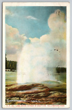 Postcard WY Yellowstone Park Lake Shore Geyser In Eruption WB A10 picture