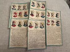 Rare Antique Lot Of 9 Early 1800’s Hand-Colored Lithograph Cards French Kings picture